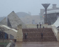Snow in Civic Square on Monday