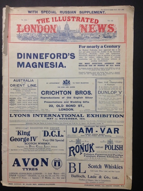 Front page of The London Illustrated News 4 July 1914 copy