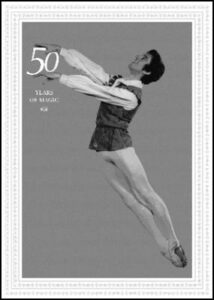 Image of Jon Trimmer dancing the role of Albrecht in 'Giselle'. The image is part of a postage stamp.This image is part of the Community Contributions Image Collection of Pae Korokī | Tauranga Archives Online, Tauranga City Libraries.