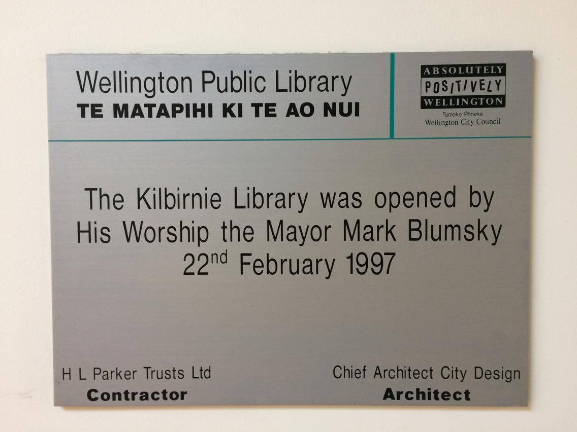 Kilbirnie library plaque