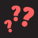 Three red question marks on a black background