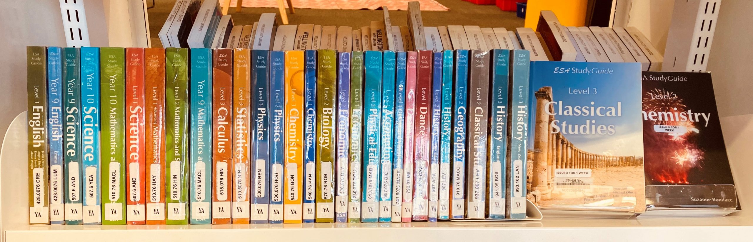Image of a collection of NCEA study books at He Matapihi Library