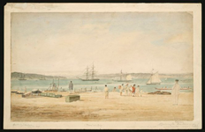 Wallace, John, 1788-1880 : View of Wellington Harbour from Thorndon Beach. 12 July 1845