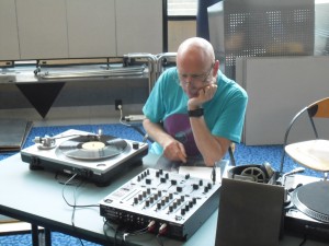 Neil ponders the wonders of the mixer.