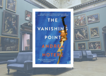 Cover for The Vanishing Point, spotlighted against a backdrop of a museum gallery