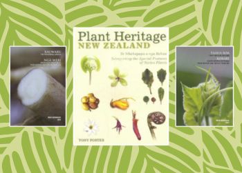 an image of three book covers from the list of Aotearoa flora books.