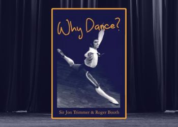 Book cover showing Jon Trimmer mid jump, on a background of a theatre stage.
