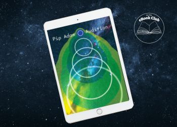 Image of Audition a tablet with a background that is a photograph of space.