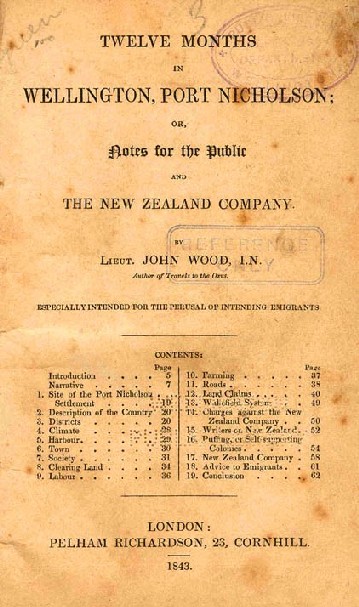 Title page of Twelve months in Wellington / by John Wood (1843)