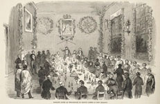 Banquet given at Wellington to native chiefs. [Pipitea Street, 1849, from a drawing by Mr J. H. Marriott]