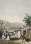 Courtyard in Pipitea Pa at Wellington. Drawn in 1842 by Captain William Mein Smith