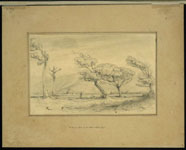 E Puni's Pah on the Petoni Flat, 1847, a drawing by William Swainson